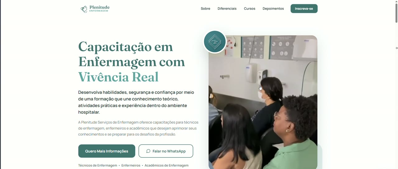 Preview do site da Plenitude Enfermagem
